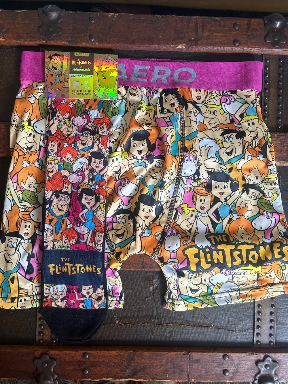Aeropostale The Flintstones Multicolor Boxer Briefs with Pink Waistband